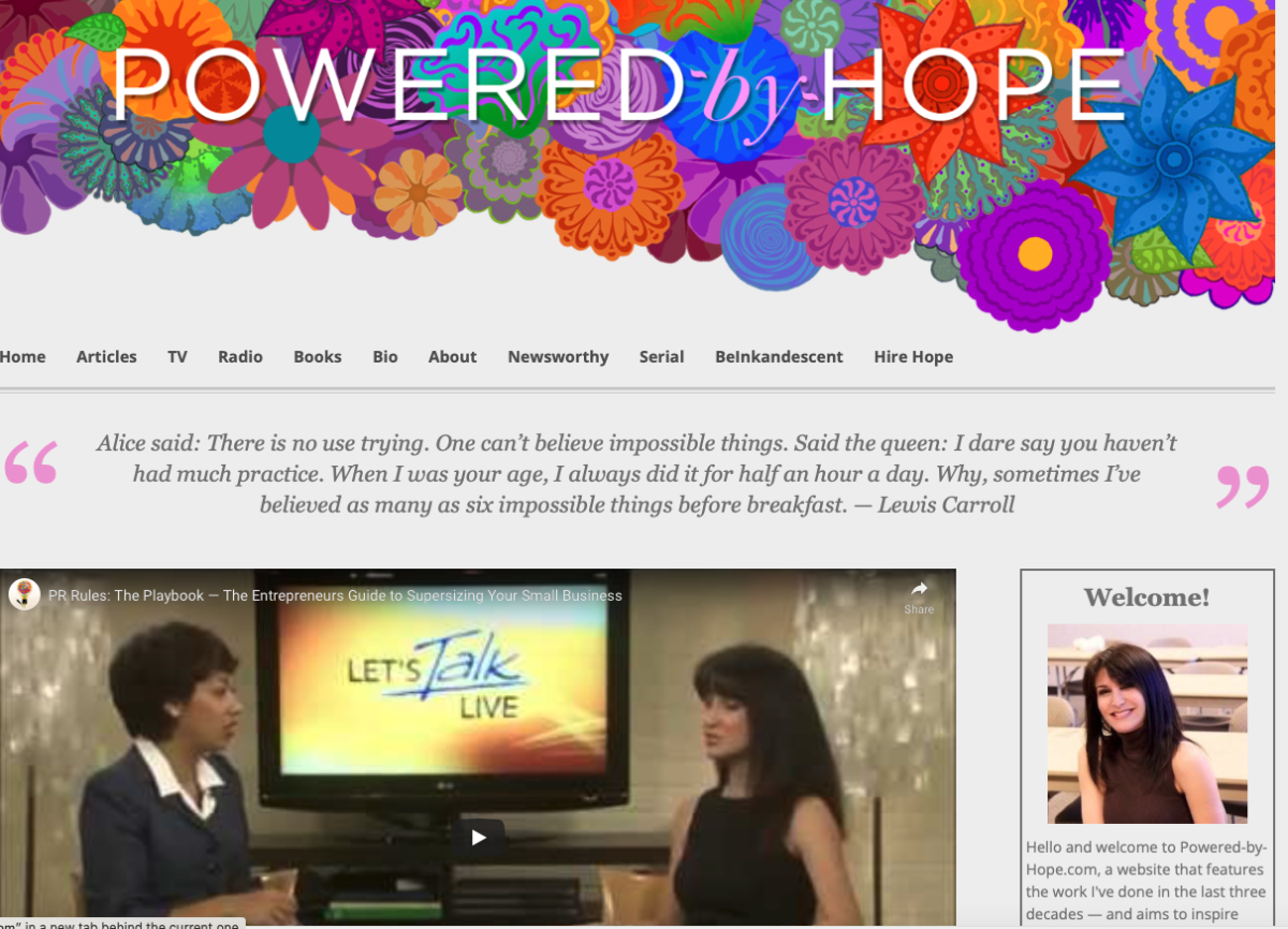Powered-by-Hope: Articles, Books, Videos, Podcasts, and more by Journalist, Publicist, and Serial Enterpreneur Hope Katz Gibbs