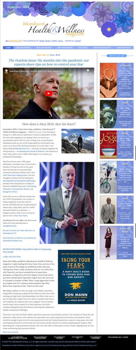 BeInkandescent Health & Wellness magazine: The business of Mind, Body, Spirit, Soul & Heart