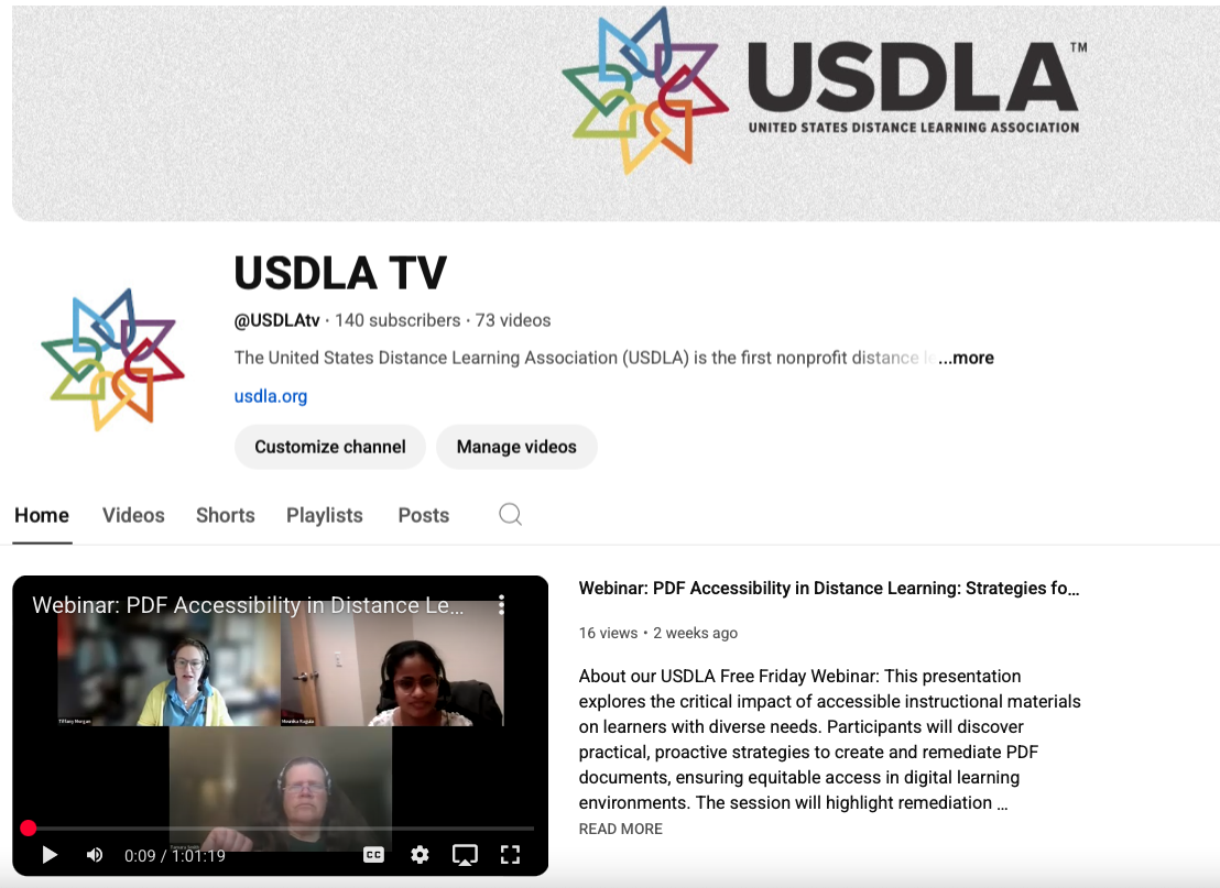 USDLA YouTube channel: USDLA.tv